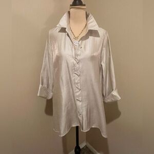 Like New Multiples Rising Horizon Blouse in Honey Gold, 3/4 cuffed sleeve Medium